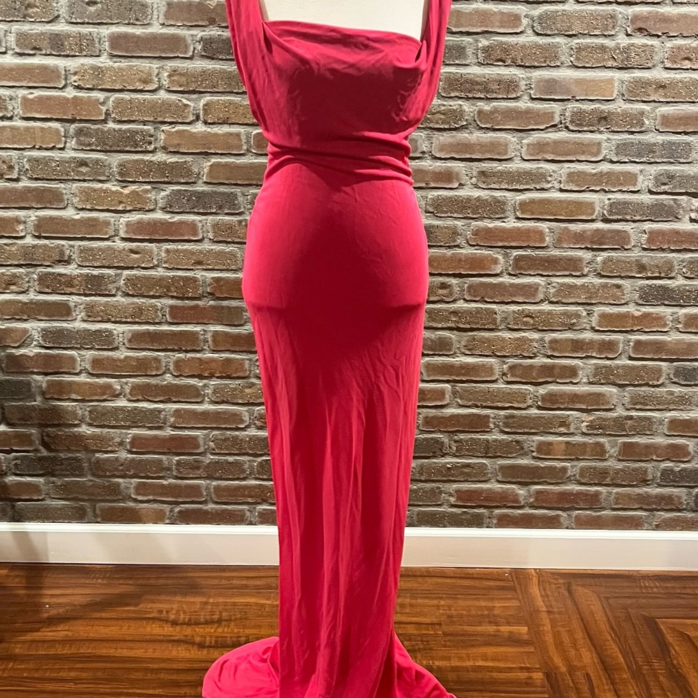 Fuschia Asymmetrical Ruched Bodycon Cocktail Dress